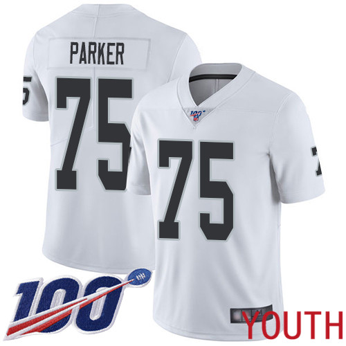 Oakland Raiders Limited White Youth Brandon Parker Road Jersey NFL Football 75 100th Season Vapor Jersey